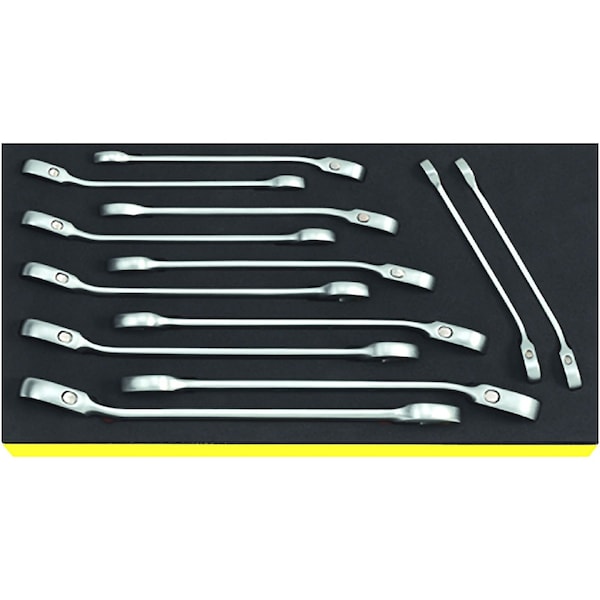 Ratchet ring Wrenchs OPEN-RATCH i.TCS inlay No.TCS 17/12 1/3-tray12-pcs.